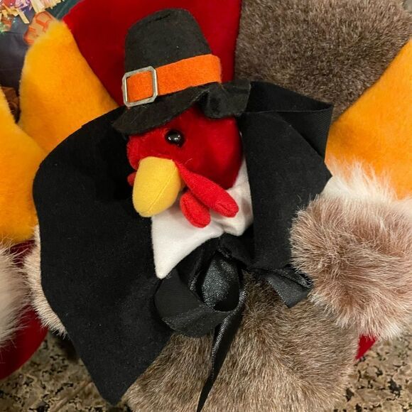 People Pals Vintage Plush Turkey Set Girl and Boy Thanksgiving Decorations - Picture 9 of 16